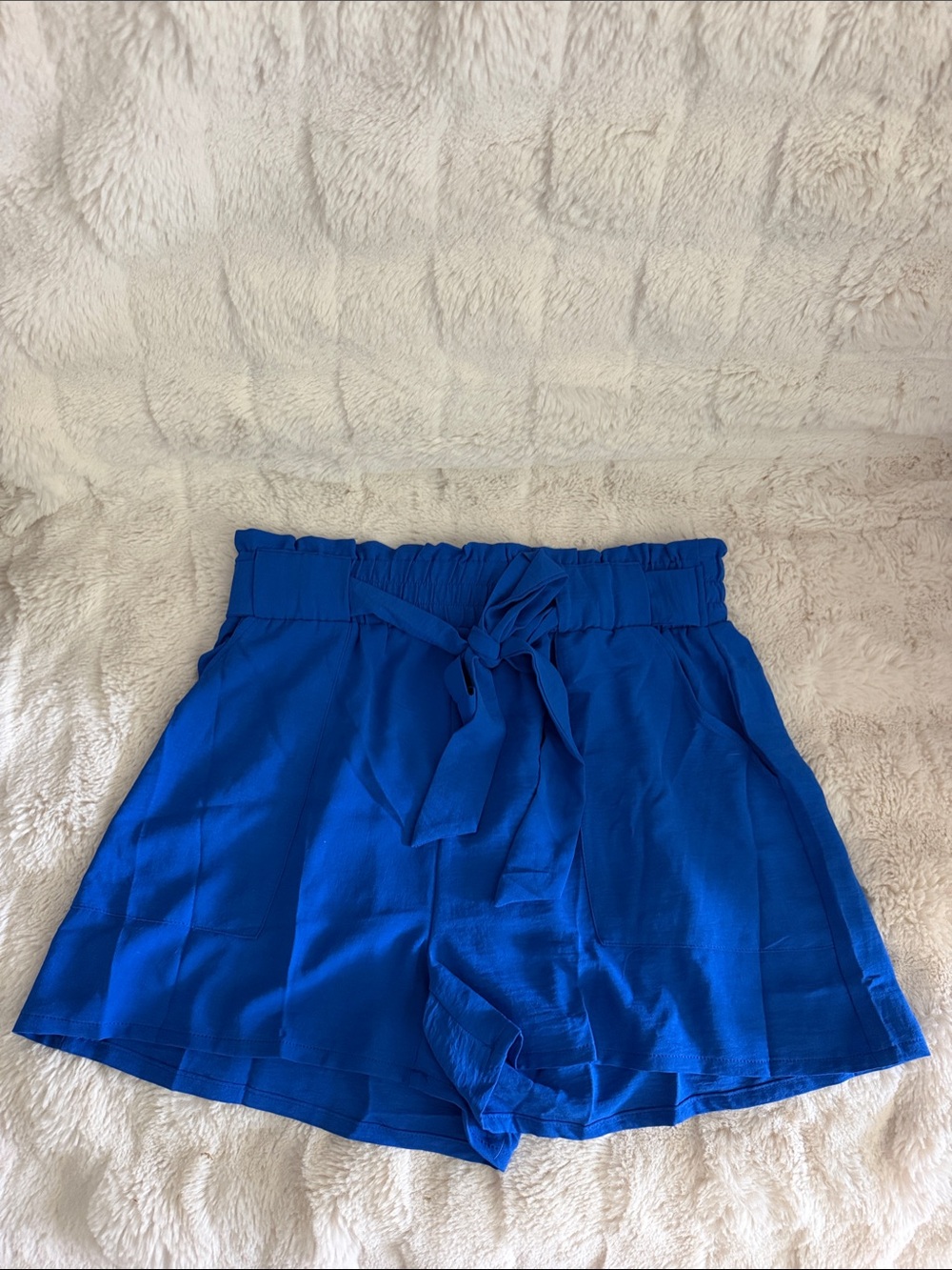 High-Waist Tie-Waist Women’s Shorts in Royal Blue BNWT — runs small